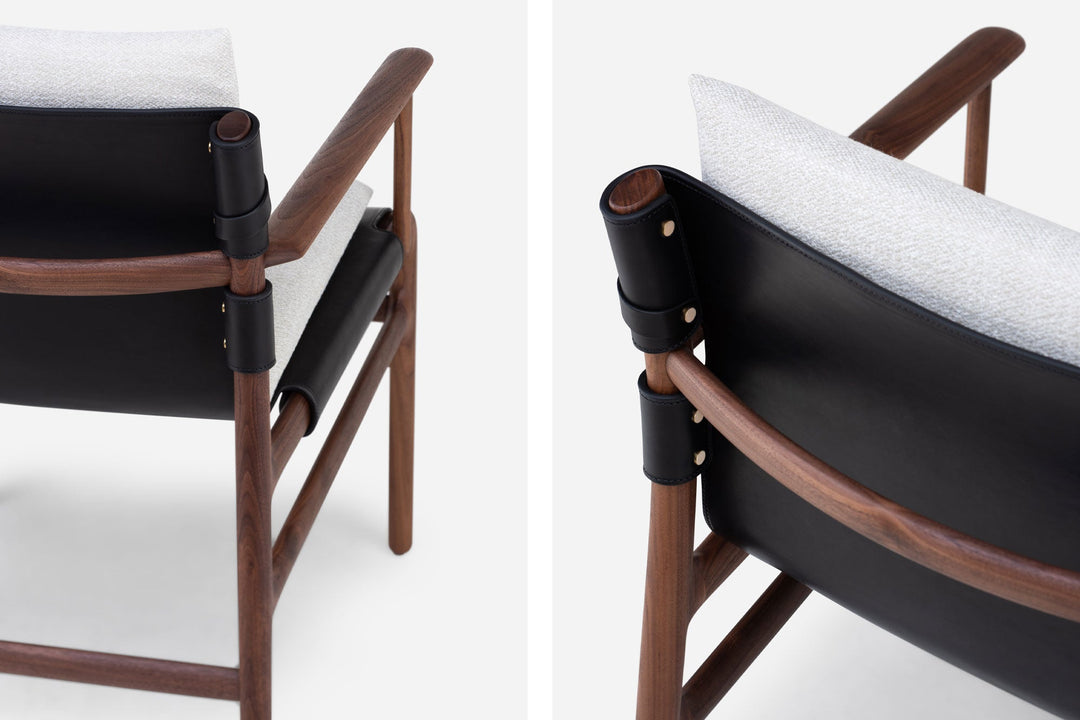 DANISH OILED WALNUT & BLACK LEATHER & ECRITURE 0210 FABRIC