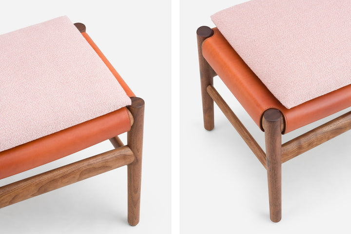 DANISH OILED WALNUT & DARK TAN LEATHER & ECRITURE 640 FABRIC