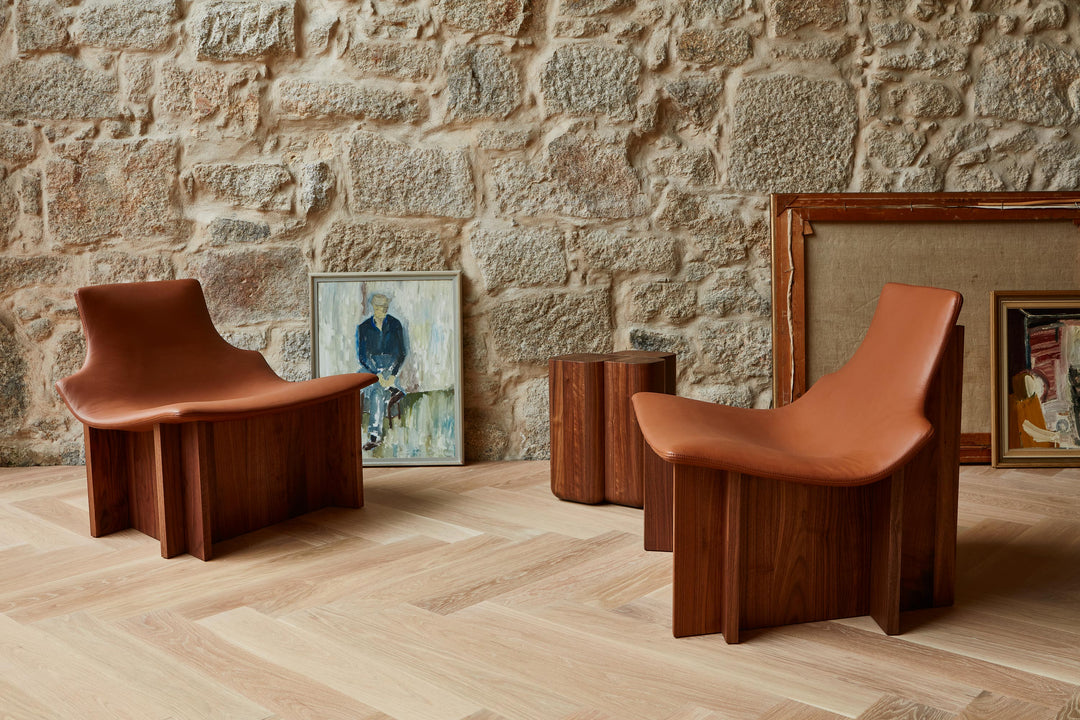 DANISH OILED WALNUT & BROWN NATURAL GRAIN LEATHER (+ ARIES SIDE TABLE)