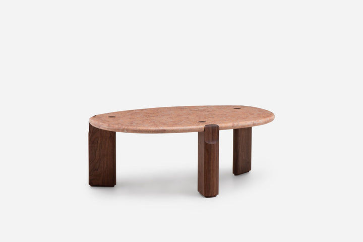 ROSA NEGRAIS MARBLE & DANISH OILED WALNUT (MODEL: SIM, H 40 CM)