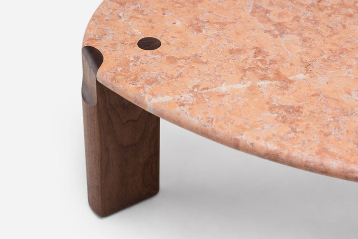 ROSA NEGRAIS MARBLE & DANISH OILED WALNUT (MODEL: SIM, H 40 CM)