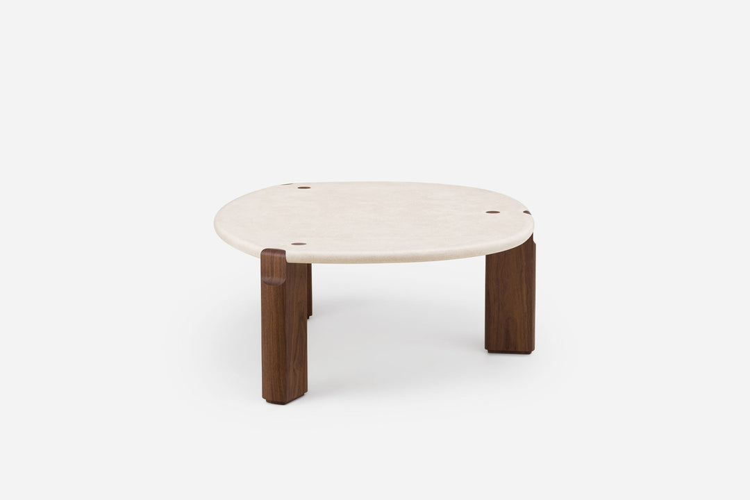 ATAIJA CREME LIMESTONE & DANISH OILED WALNUT (MODEL: MJM, H 45 CM)