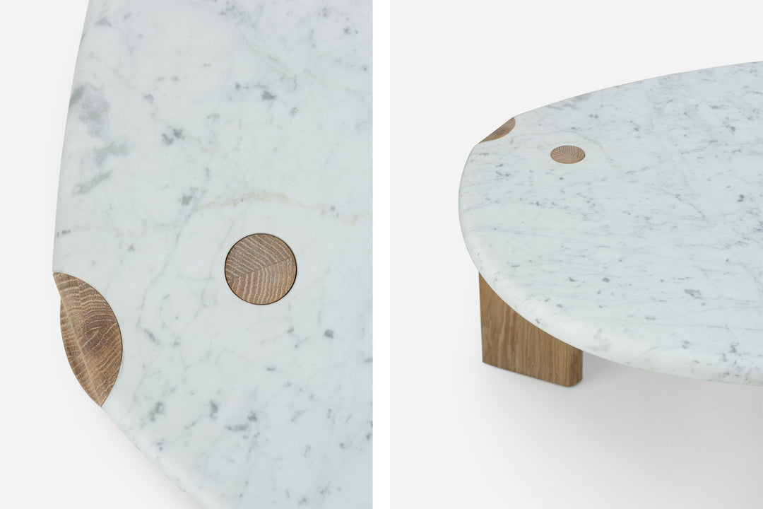 CARRARA MARBLE & WHITE OILED OAK (MODEL: SIM, H 40 CM)