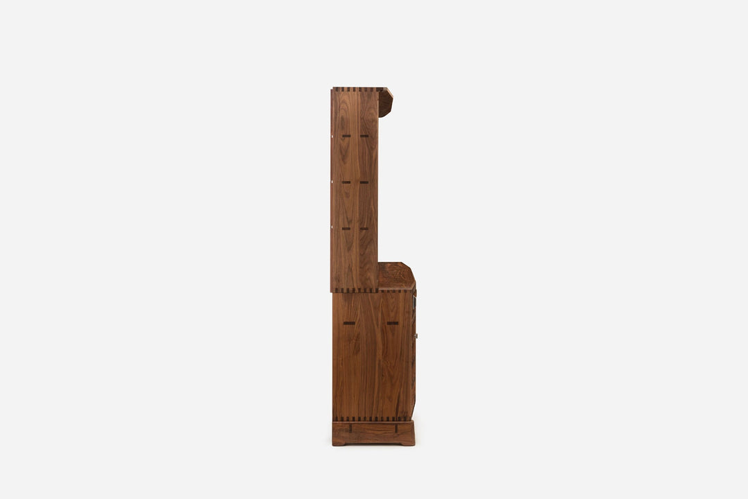DANISH OILED WALNUT & GREY CERAMIC & FLORES TEXTILE LINEN (MODEL: LF - WITH CABLE MANAGEMENT ON THE BACK)