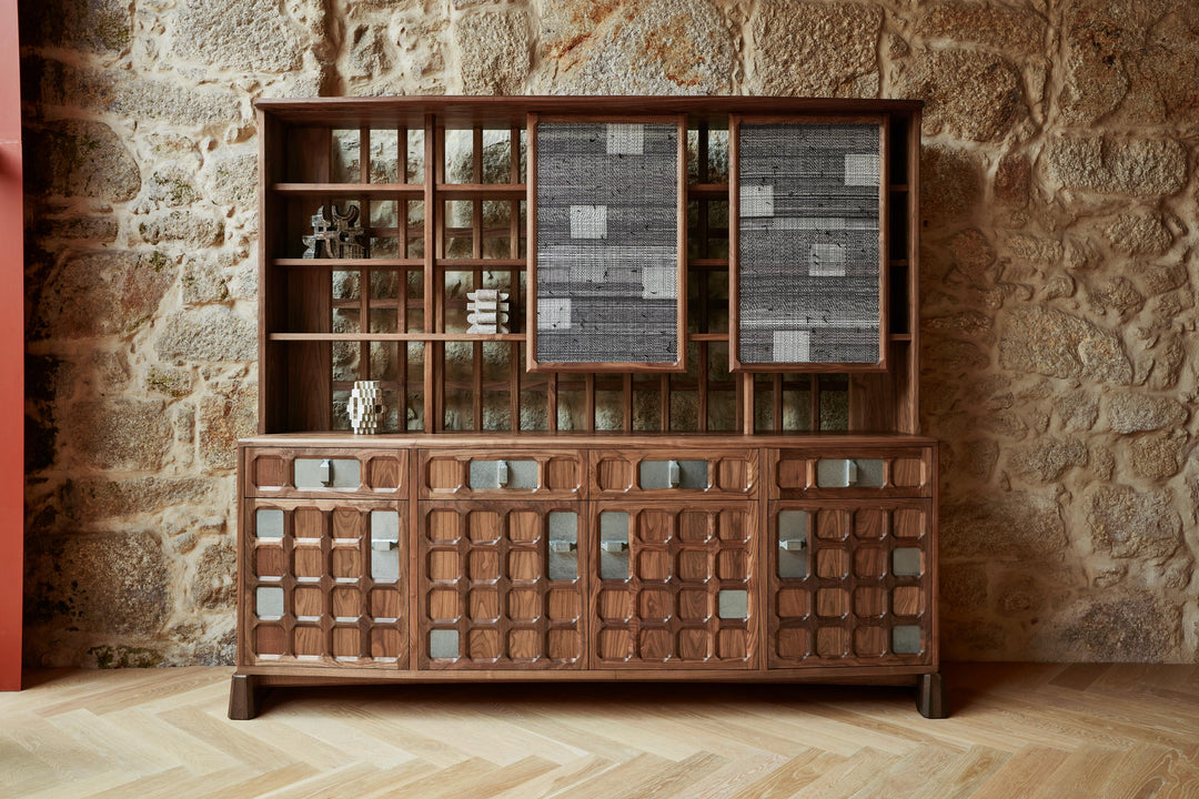 DANISH OILED WALNUT & GREY CERAMIC & CATARINA RICCABONA PANELS (MODEL: LFN)