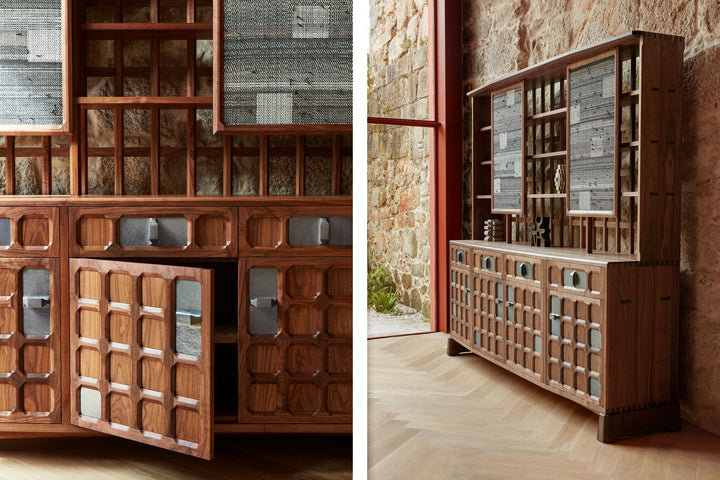 DANISH OILED WALNUT & GREY CERAMIC & CATARINA RICCABONA PANELS (MODEL: LFN)