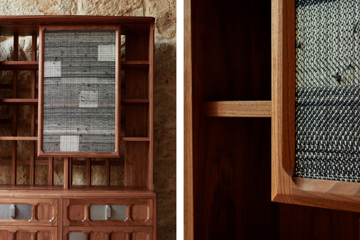 DANISH OILED WALNUT & GREY CERAMIC & CATARINA RICCABONA PANELS (MODEL: LFN)