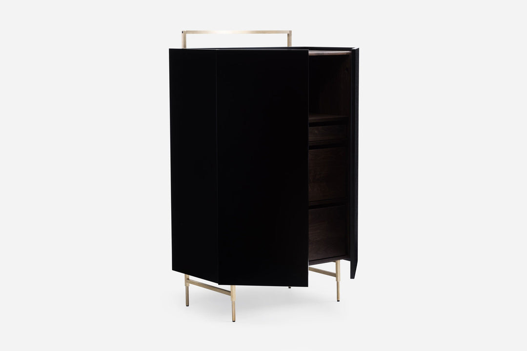 BLACK OILED WALNUT & BLACK GLOSS HDF & BRUSHED BRASS