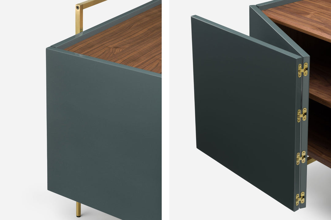 DANISH OILED WALNUT & BAY GLOSS HDF & BRUSHED BRASS