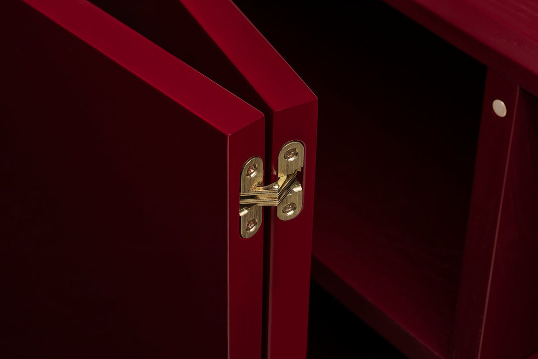 BORDEAUX PAINTED ASH & BORDEAUX GLOSS HDF & BRUSHED BRASS