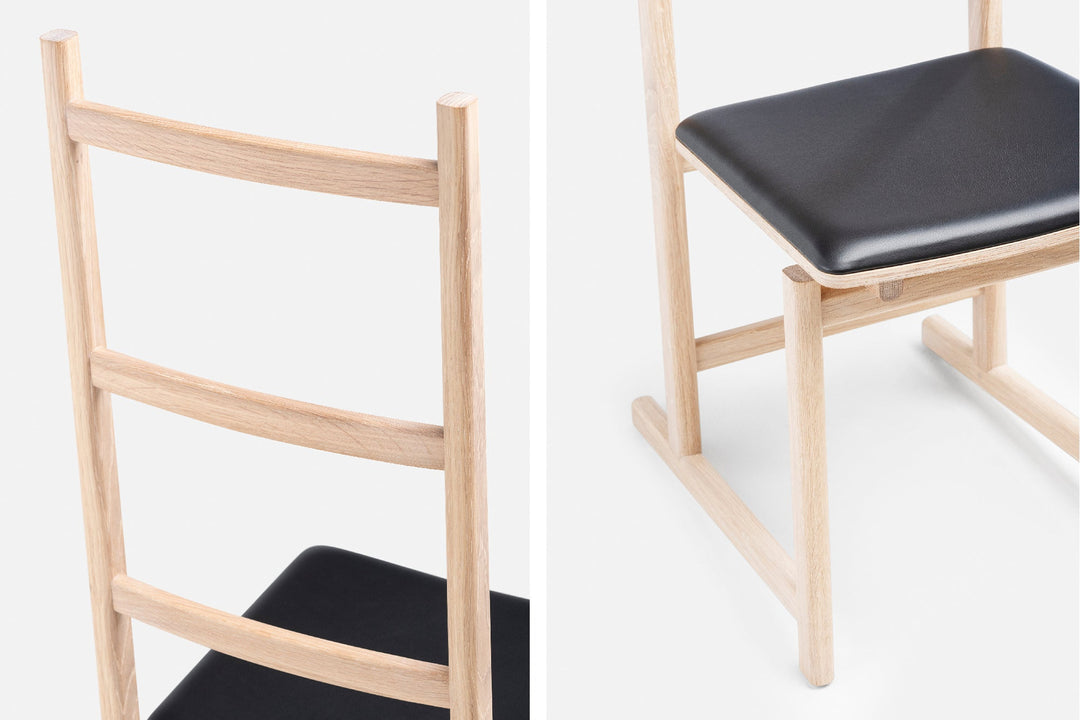 WHITE OILED OAK & BLACK LEATHER