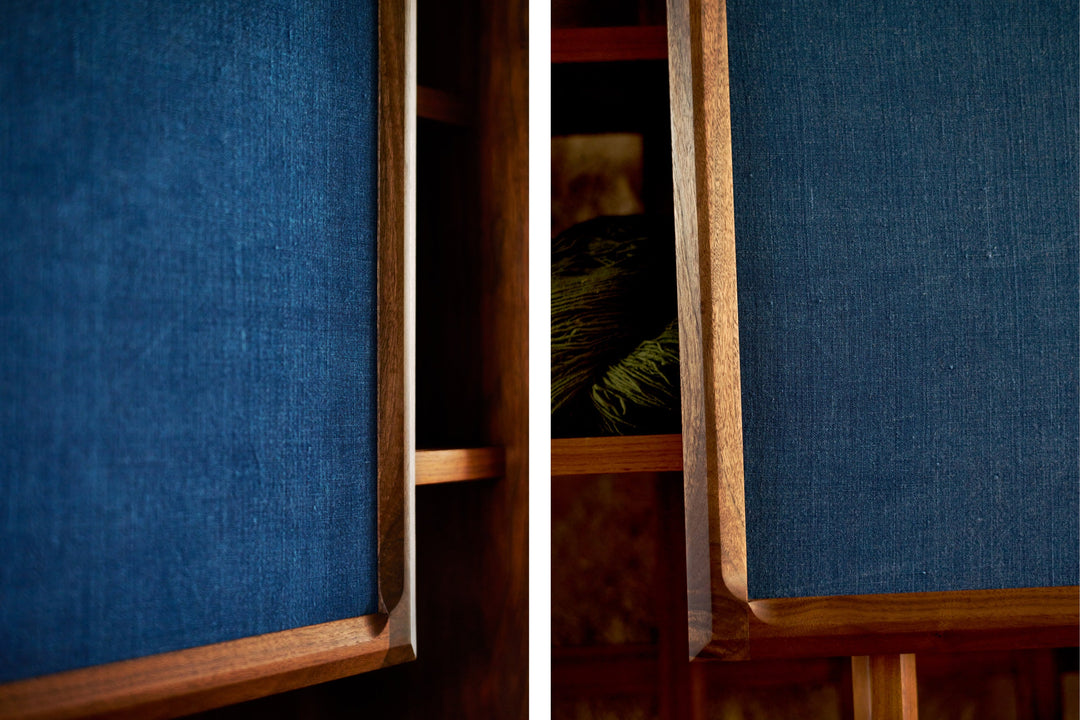 DANISH OILED WALNUT & INDIGO FLORES LINEN TEXTILE