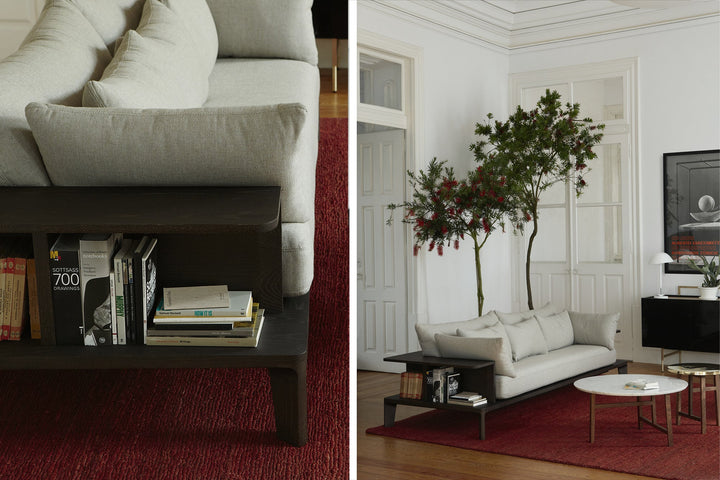 BLACK STAINED ASH & FABRIC (+ TRIO TABLES)