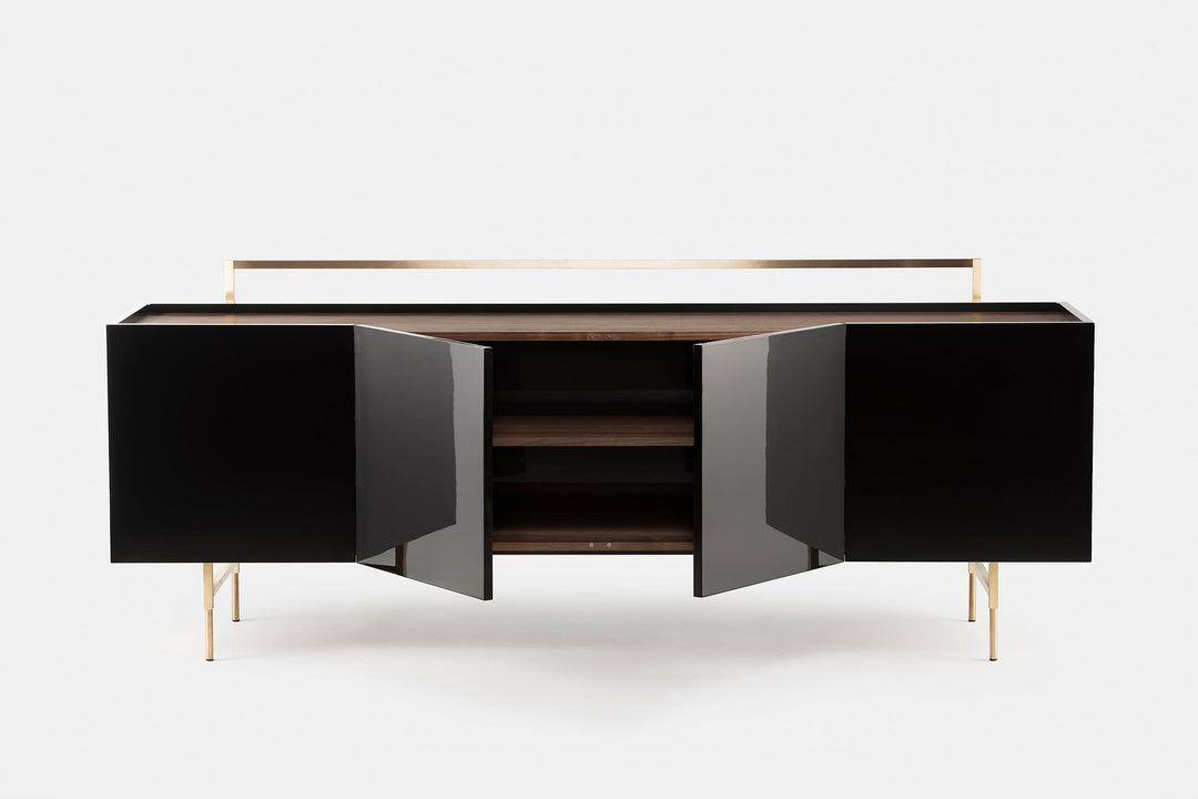 DANISH OILED WALNUT & BLACK GLOSS HDF & BRUSHED BRASS